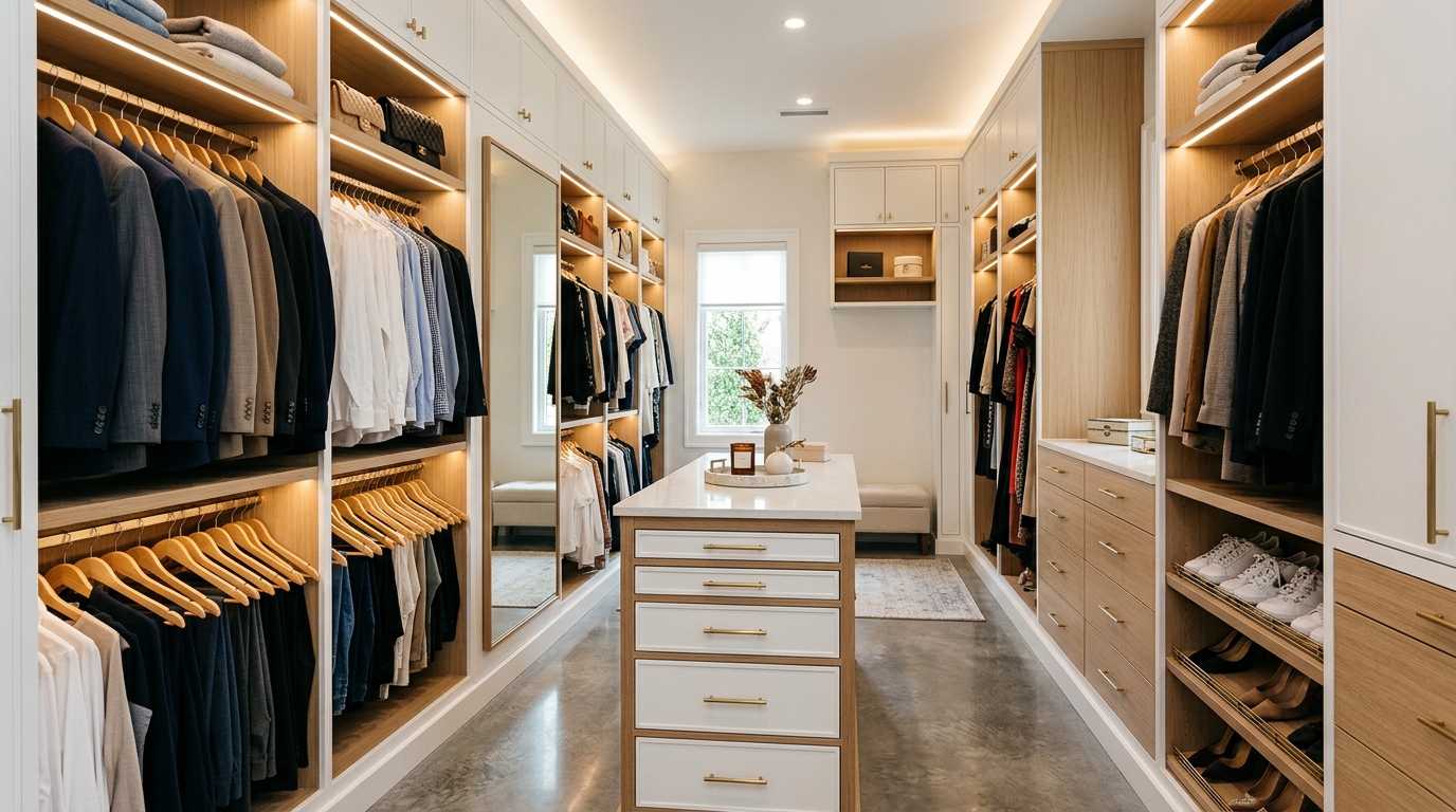 Luxury walk-in closet showcase